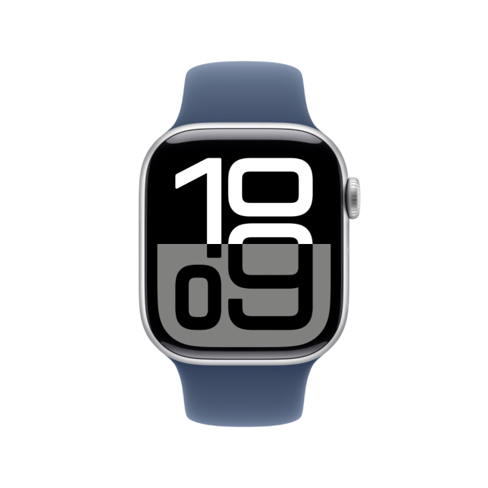 Apple Watch Series 10 46mm Silver Aluminium Case with Denim Sport Band GPS Cellular CaCellular