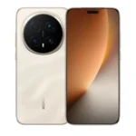 Gold Honor smartphone shown from both sides: front with edge-to-edge display and rear with a large circular quad-camera module.